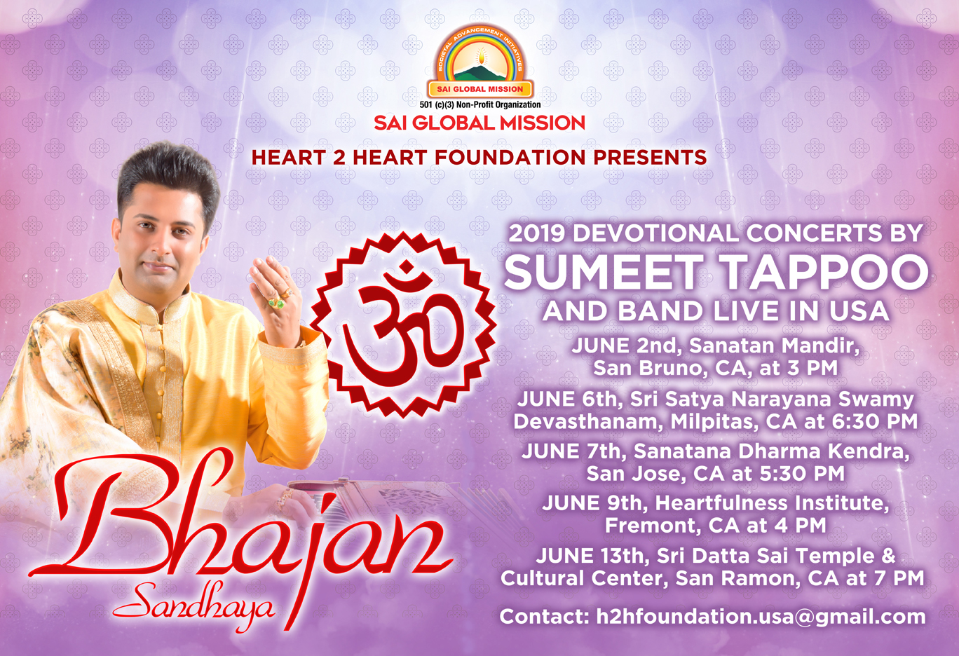 A fundraiser concert for Sai Global Mission, 2019